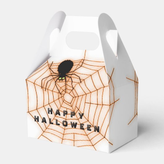 Sinaasappel & Wit Halloween Spin Web Favor Box Bedankdoosjes (Achterkant)
