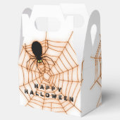Sinaasappel & Wit Halloween Spin Web Favor Box Bedankdoosjes (Geopend)