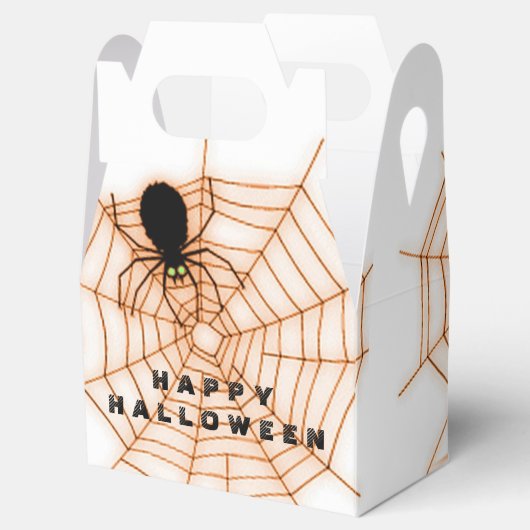 Sinaasappel & Wit Halloween Spin Web Favor Box Bedankdoosjes (Geopend)