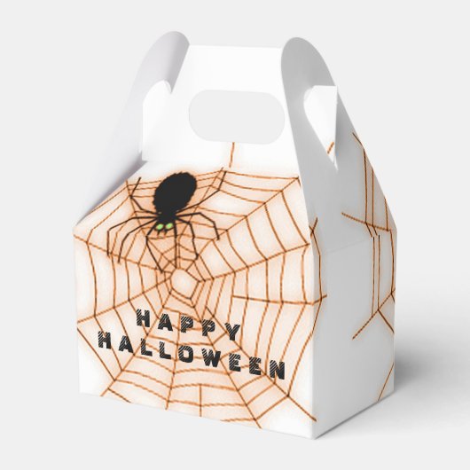 Sinaasappel & Wit Halloween Spin Web Favor Box Bedankdoosjes (Voorkant Zijde)