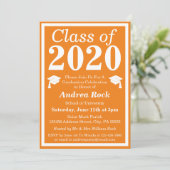 Sinaasappel Wit Klasse van 2024 Afstuderen Foto Kaart (Staand voorkant)