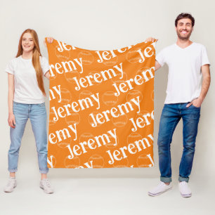 Sinaasappel & Wit Nieuwigheid Honkbal Fleece Deken