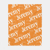 Sinaasappel & Wit Nieuwigheid Honkbal Fleece Deken (Voorkant)