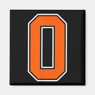 Sinaasappel Wit Nummer 0 Jersey Speler Uniform #0 Magneet