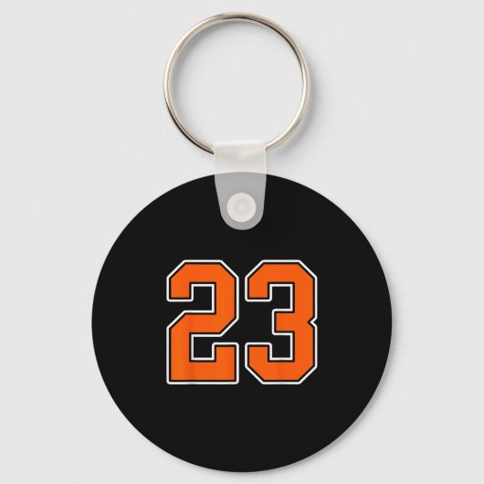 Sinaasappel Wit Nummer 23 Jersey Speler Uniform #2 Sleutelhanger (Voorkant)