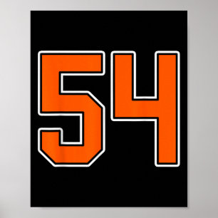 Sinaasappel Wit Nummer 54 Jersey Speler Uniform #5 Poster