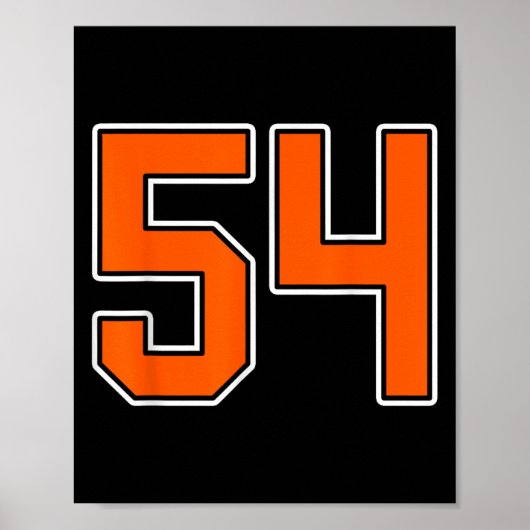 Sinaasappel Wit Nummer 54 Jersey Speler Uniform #5 Poster (Voorkant)