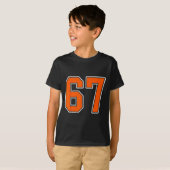 Sinaasappel Wit Nummer 67 Jersey Speler Uniform #6 T-shirt (Voorkant volledig)