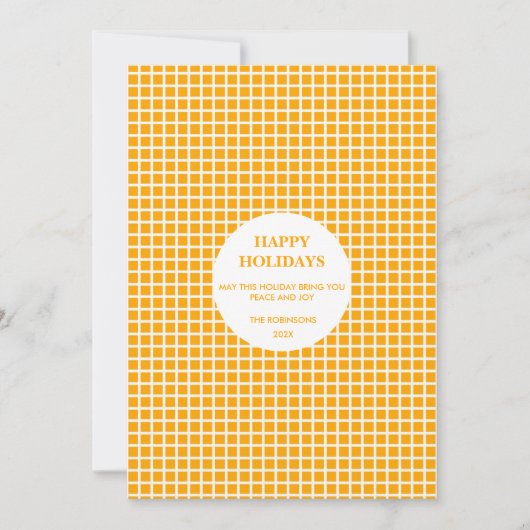 Sinaasappel & Wit Plaid Gingham Happy Holiday (Voorkant)