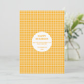 Sinaasappel & Wit Plaid Gingham Happy Holiday (Staand voorkant)