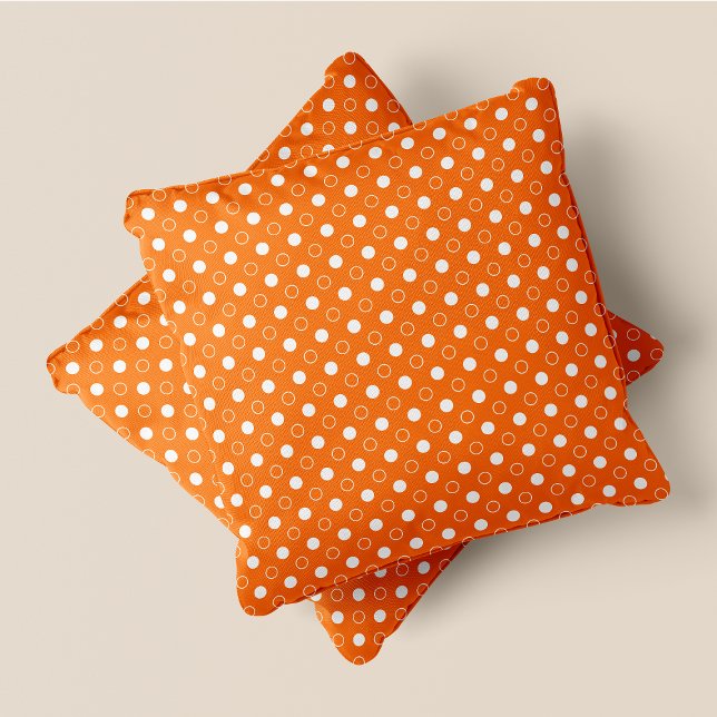 Sinaasappel & Wit Retro Chic Polka Dots Kussen (Orange & White Retro Chic Polka Dots Throw Pillow)
