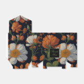 Sinaasappel wit sierlijke retro bloemen Bedankdoosjes (Uitgevouwen)