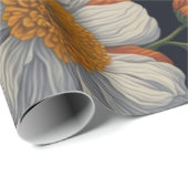 Sinaasappel wit sierlijke retro bloemen Cadeaupapier (Rol Hoek)