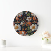  Sinaasappel wit sierlijke retro bloemen Grote Klok (Huis)