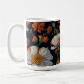  Sinaasappel wit sierlijke retro bloemen Koffiemok (Links)