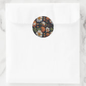 Sinaasappel wit sierlijke retro bloemen Ronde Sticker (Tas)