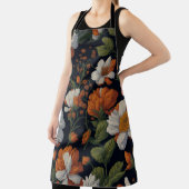 Sinaasappel wit sierlijke retro bloemen Schort (Insitu)