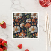  Sinaasappel wit sierlijke retro bloemen Servet (Insitu)