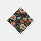  Sinaasappel wit sierlijke retro bloemen Servet (Hoek)