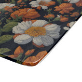  Sinaasappel wit sierlijke retro bloemen Snijplank (Hoek)