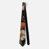 Sinaasappel wit sierlijke retro bloemen Stropdas (Voorkant)