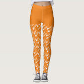 Sinaasappel Wit Spooky Schattige Boo Halloween Kos Leggings (Voorkant)