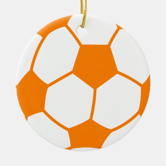 Sinaasappel & Wit Voetbal Keramisch Ornament (Voorkant)