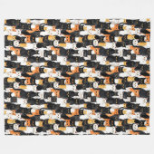 Sinaasappel Wit Zwart Katten Fleece Deken (Voorkant (Horizontaal))