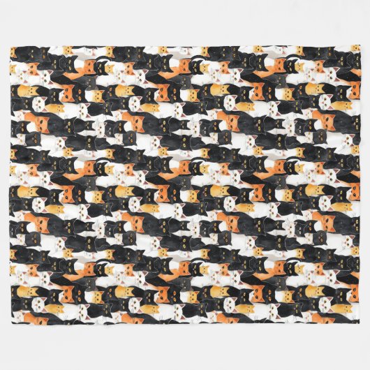 Sinaasappel Wit Zwart Katten Fleece Deken (Voorkant (Horizontaal))