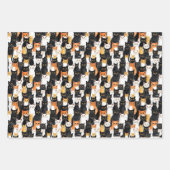 Sinaasappel Wit Zwart Katten Medium Gift Bag Inpakpapier Vel (Voorkant)