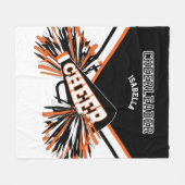 Sinaasappel, Wit & Zwart - Voor een Cheerleader 📣 Fleece Deken (Voorkant (Horizontaal))