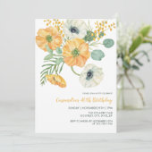 Sinaasappel & Witte Anemone Groen Verjaardag Kaart (Staand voorkant)