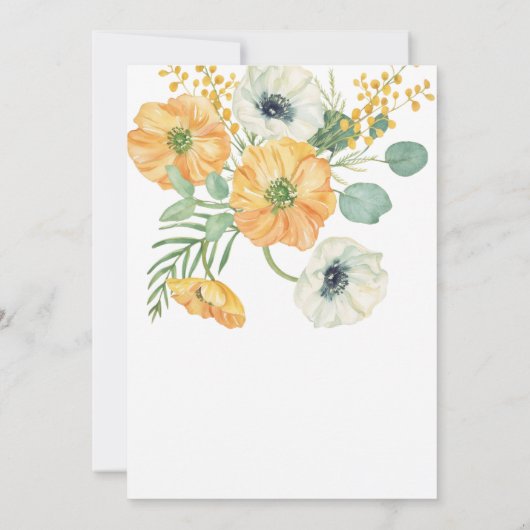 Sinaasappel & Witte Anemone Groen Verjaardag Kaart (Achterkant)