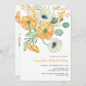 Sinaasappel & Witte Anemone Groen Verjaardag Kaart (Voorkant / Achterkant)