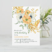 Sinaasappel & Witte Anemone Lente Bloemen Verjaard Kaart (Staand voorkant)