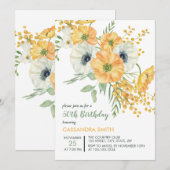 Sinaasappel & Witte Anemone Lente Bloemen Verjaard Kaart (Voorkant / Achterkant)