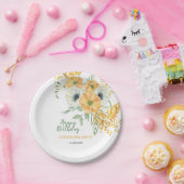 Sinaasappel & Witte Anemone Lente Bloemen Verjaard Papieren Bordje (Feest)