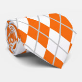 Sinaasappel & Witte Argyle Stropdas (Opgerold)