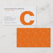 Sinaasappel & Witte Boomtakken Initiaal Visitekaar Visitekaartje (Voorkant / Achterkant)