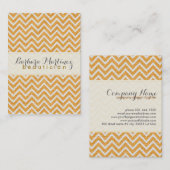 Sinaasappel & Witte Chevron Patroon Linnen Textuur Visitekaartje (Voorkant / Achterkant)