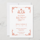 Sinaasappel & Witte Herfst Verjaardagsuitnodiging Kaart (Voorkant)