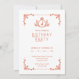 Sinaasappel & Witte Herfst Verjaardagsuitnodiging Kaart