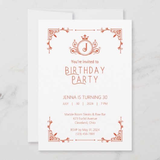 Sinaasappel & Witte Herfst Verjaardagsuitnodiging Kaart (Voorkant)