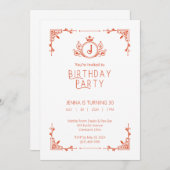 Sinaasappel & Witte Herfst Verjaardagsuitnodiging Kaart (Voorkant / Achterkant)