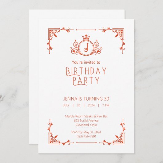 Sinaasappel & Witte Herfst Verjaardagsuitnodiging Kaart (Voorkant / Achterkant)