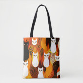 Sinaasappel Witte Kat halloween Tote Bag (Voorkant)