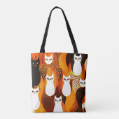 Sinaasappel Witte Kat halloween Tote Bag (Achterkant)
