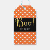 Sinaasappel & Witte Polka Dot Halloween Partij Cadeaulabel (Voorkant)