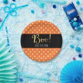 Sinaasappel & Witte Polka Dot Halloween Partij Papieren Bordje (Feest)