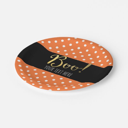 Sinaasappel & Witte Polka Dot Halloween Partij Papieren Bordje (Gekanteld)